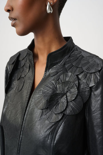 JOSEPH RIBKOFF EMBELLISHED FOILED SUEDE JACKET 264906