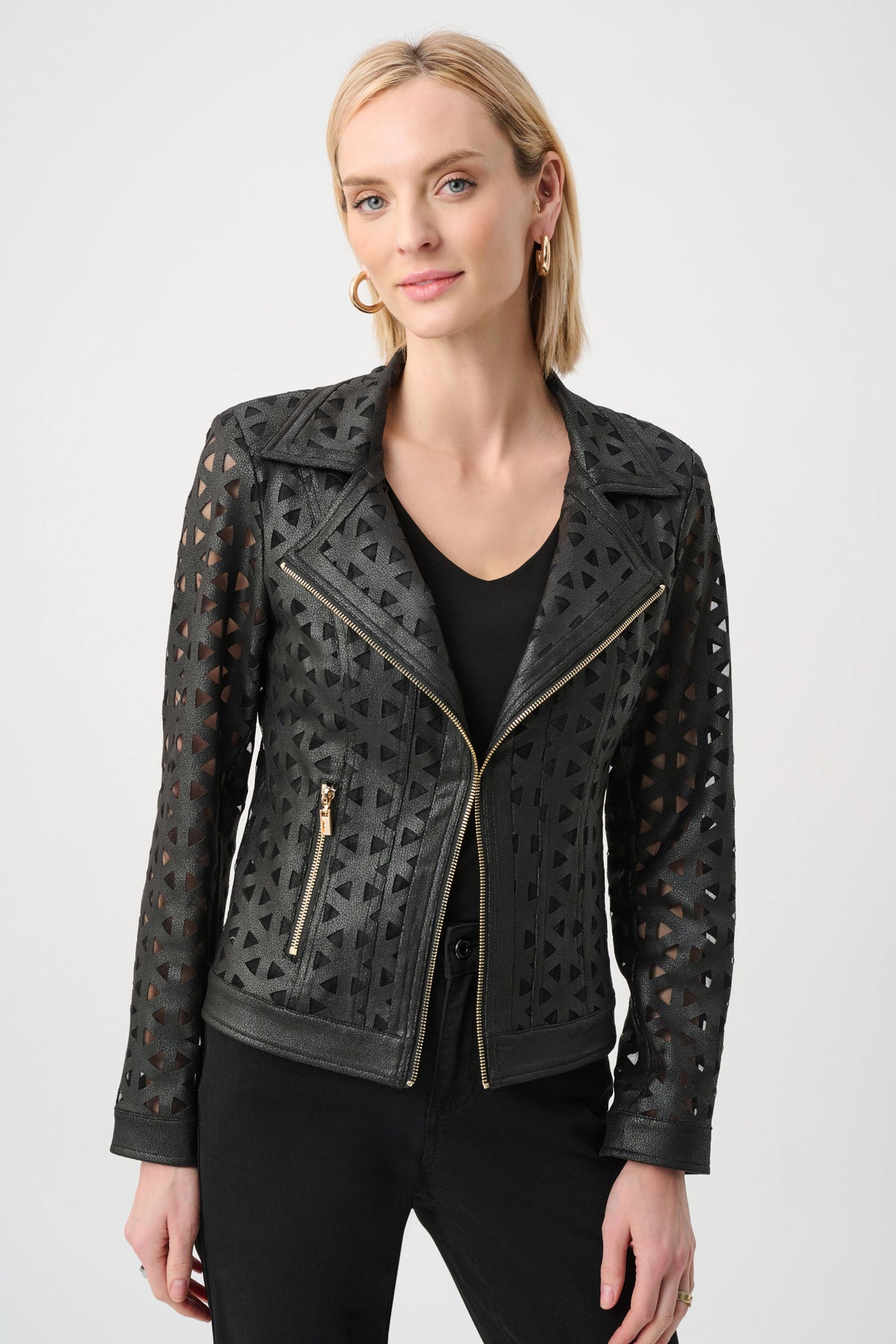 Foiled Faux Suede And Mesh Moto Jacket
263910