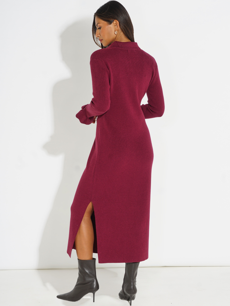 KATE & PIPPA PAYTON KNIT DRESS IN PLUM