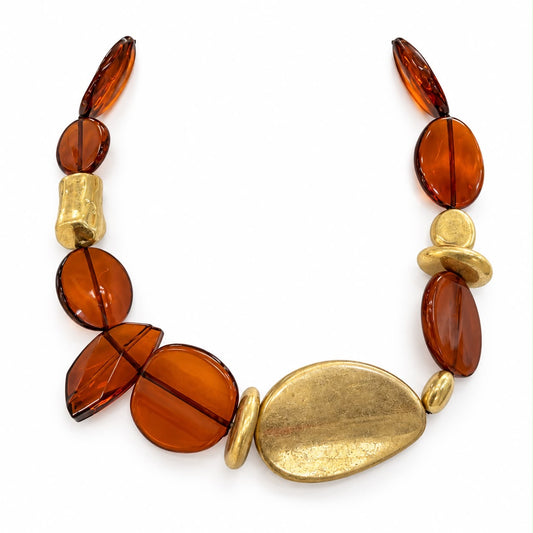 Miss crystal 26828 amber and gold necklace