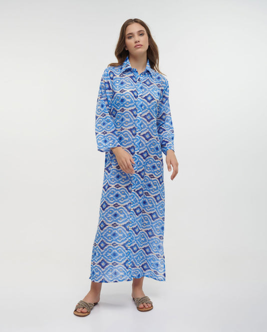 Ble 0425 blue holiday maxi dress