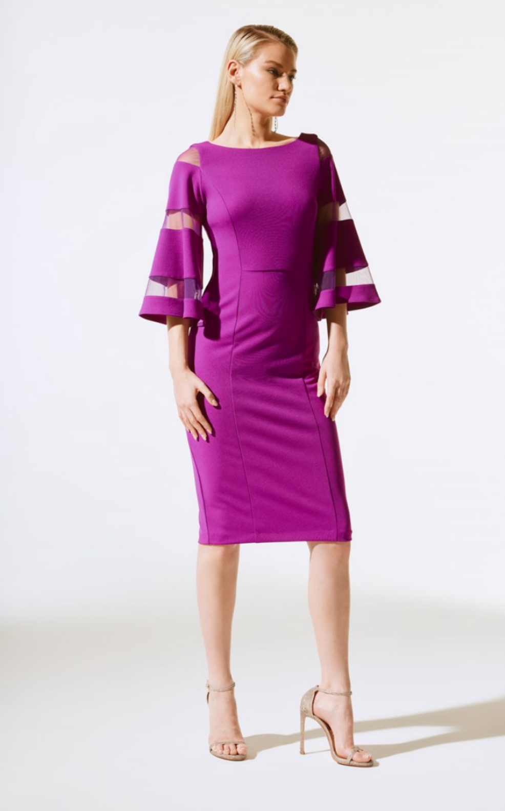 Scuba Crepe with Mesh Sheath Dress 243733