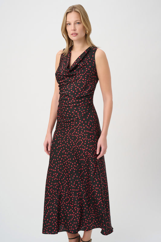 Polka Dot Recycled Satin A-Line Dress