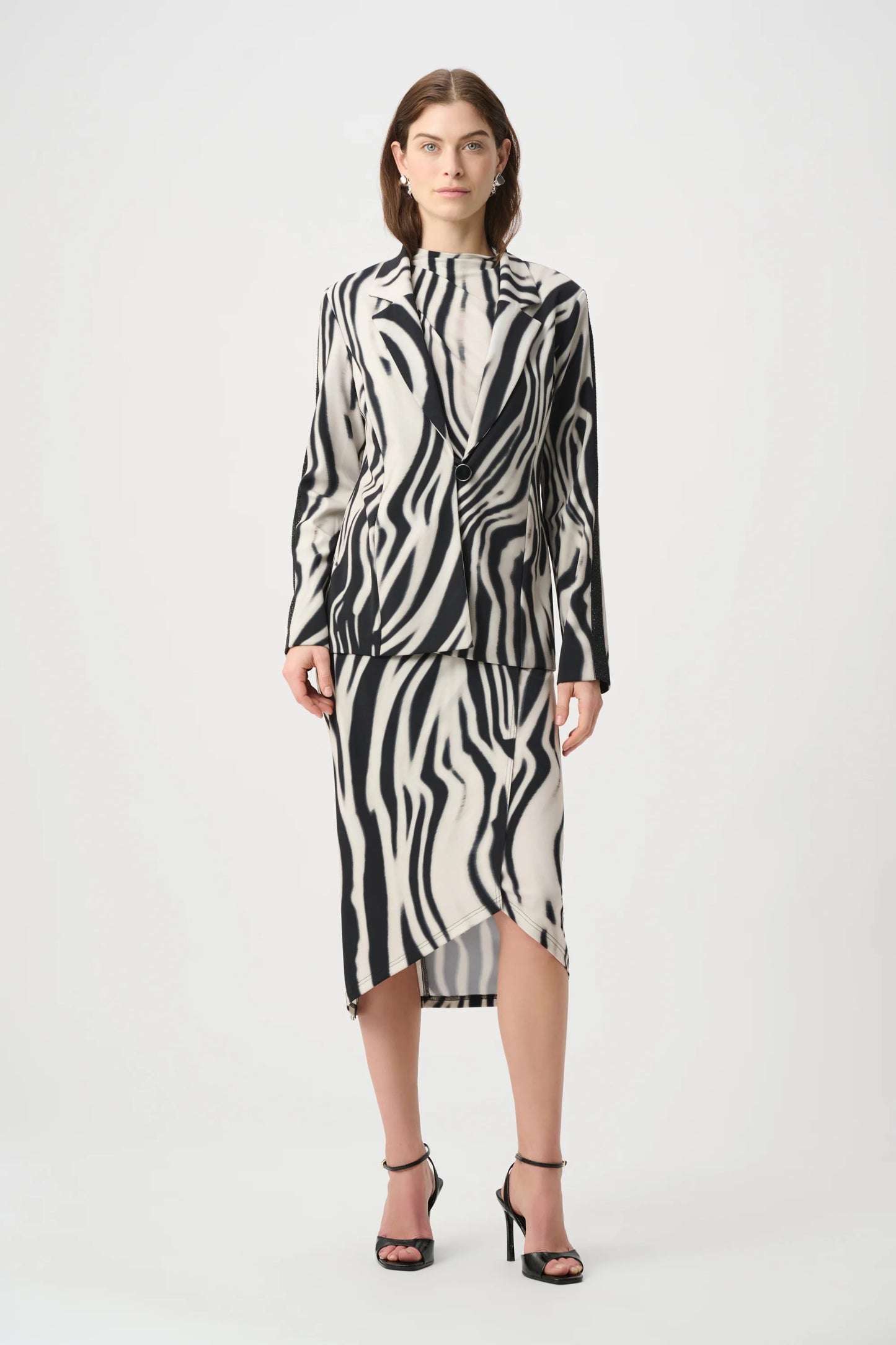 264129 Animal Print Blazer With Rhinestone