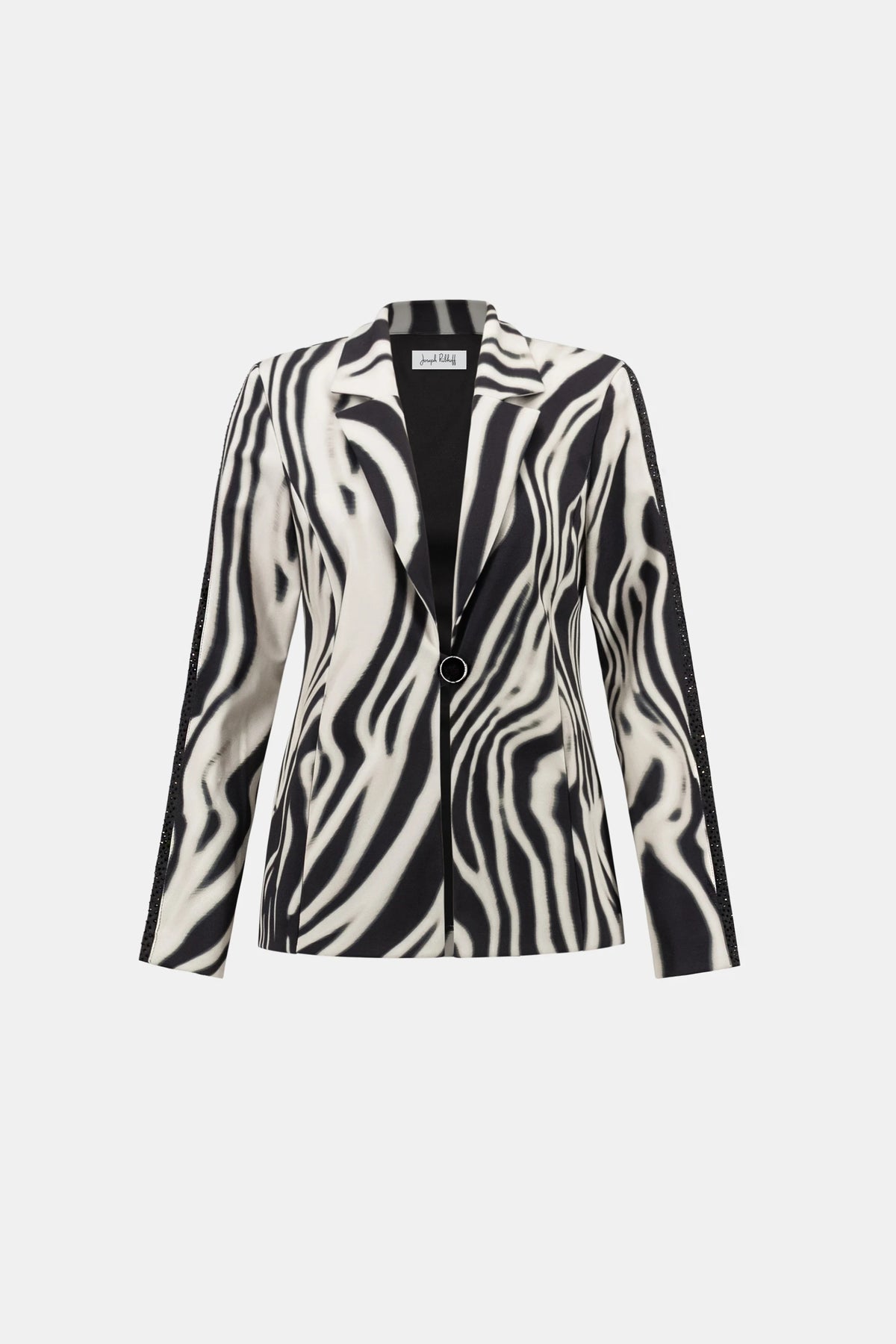 264129 Animal Print Blazer With Rhinestone