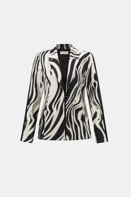 264129 Animal Print Blazer With Rhinestone