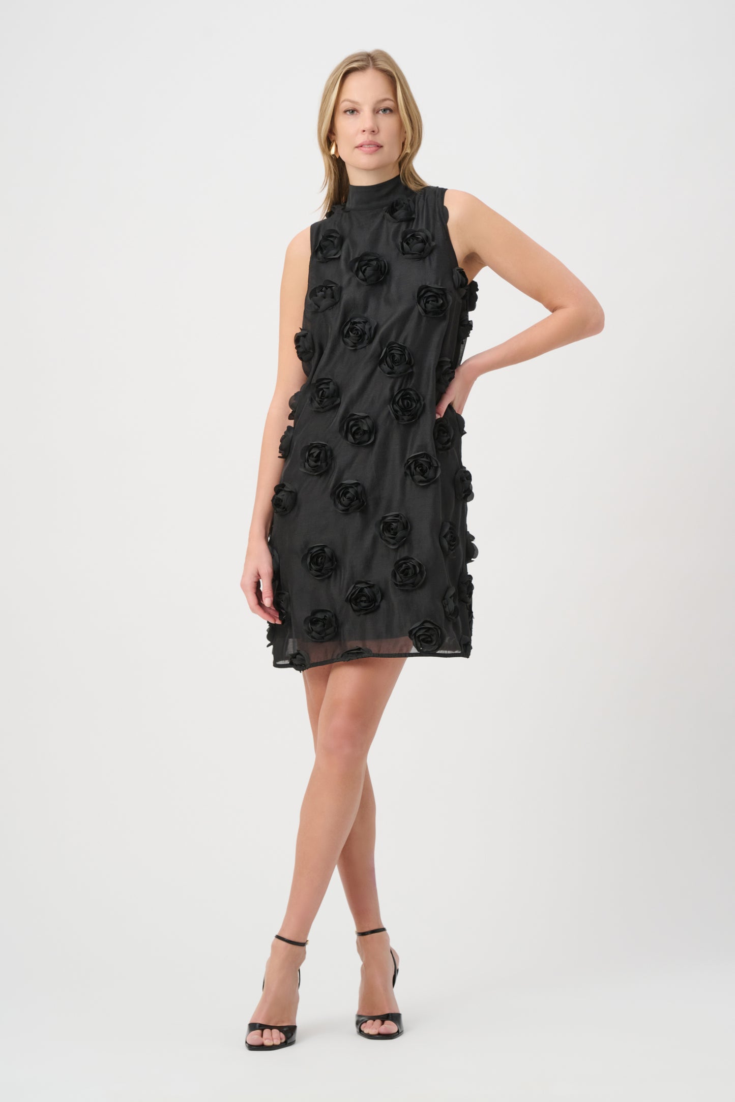 264201 Textured Floral Trapeze Dress
