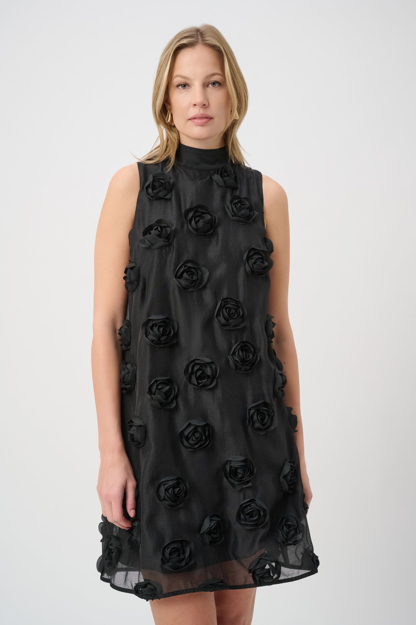 264201 Textured Floral Trapeze Dress