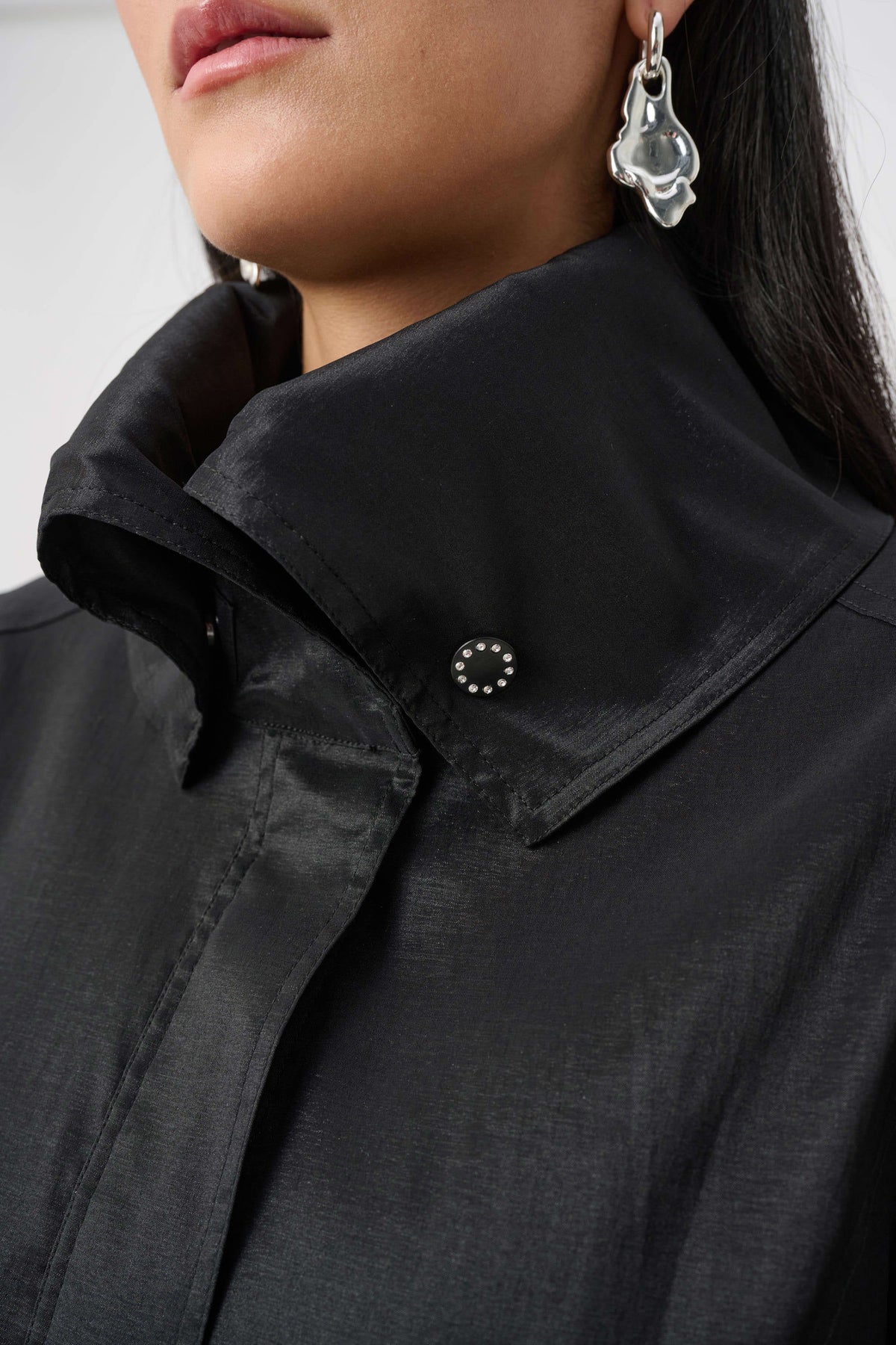 263911 Stretch Taffeta Belted Fit & Flare Balloon Coat