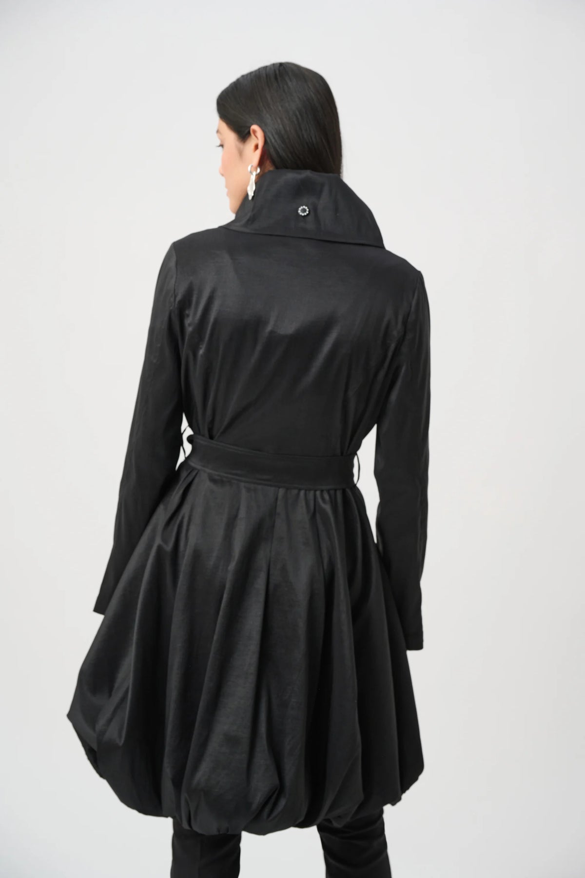 263911 Stretch Taffeta Belted Fit & Flare Balloon Coat