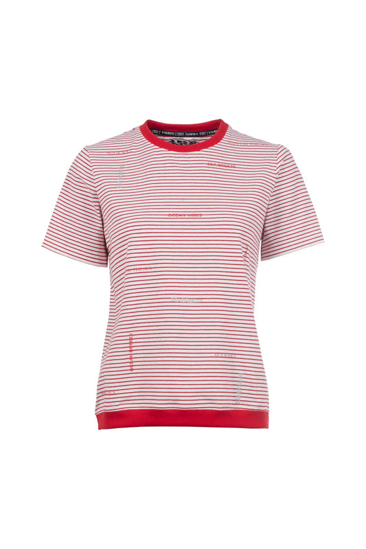 Sequesto red stripe t shirt
