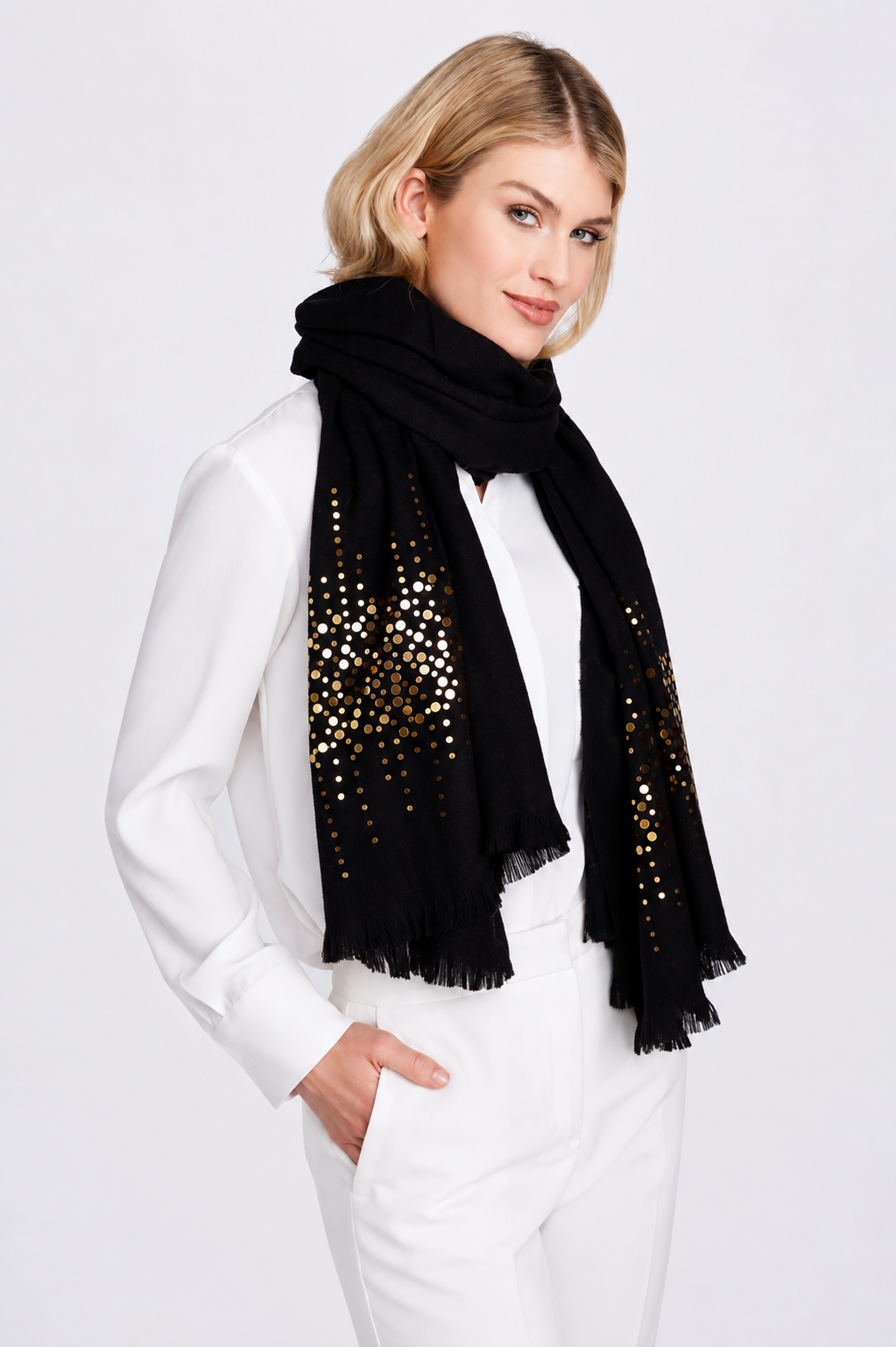 Darcie Embellished Scarf – Black