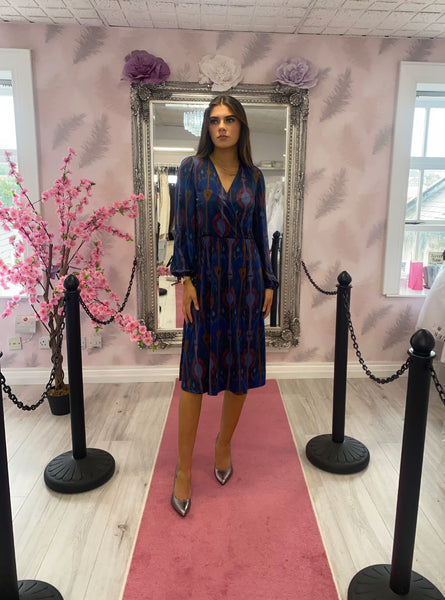 K design navy/ bugundy dress