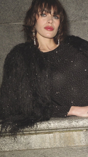 Frank Lyman 259260 Black & Silver Glitter Lurex Fabric Dress