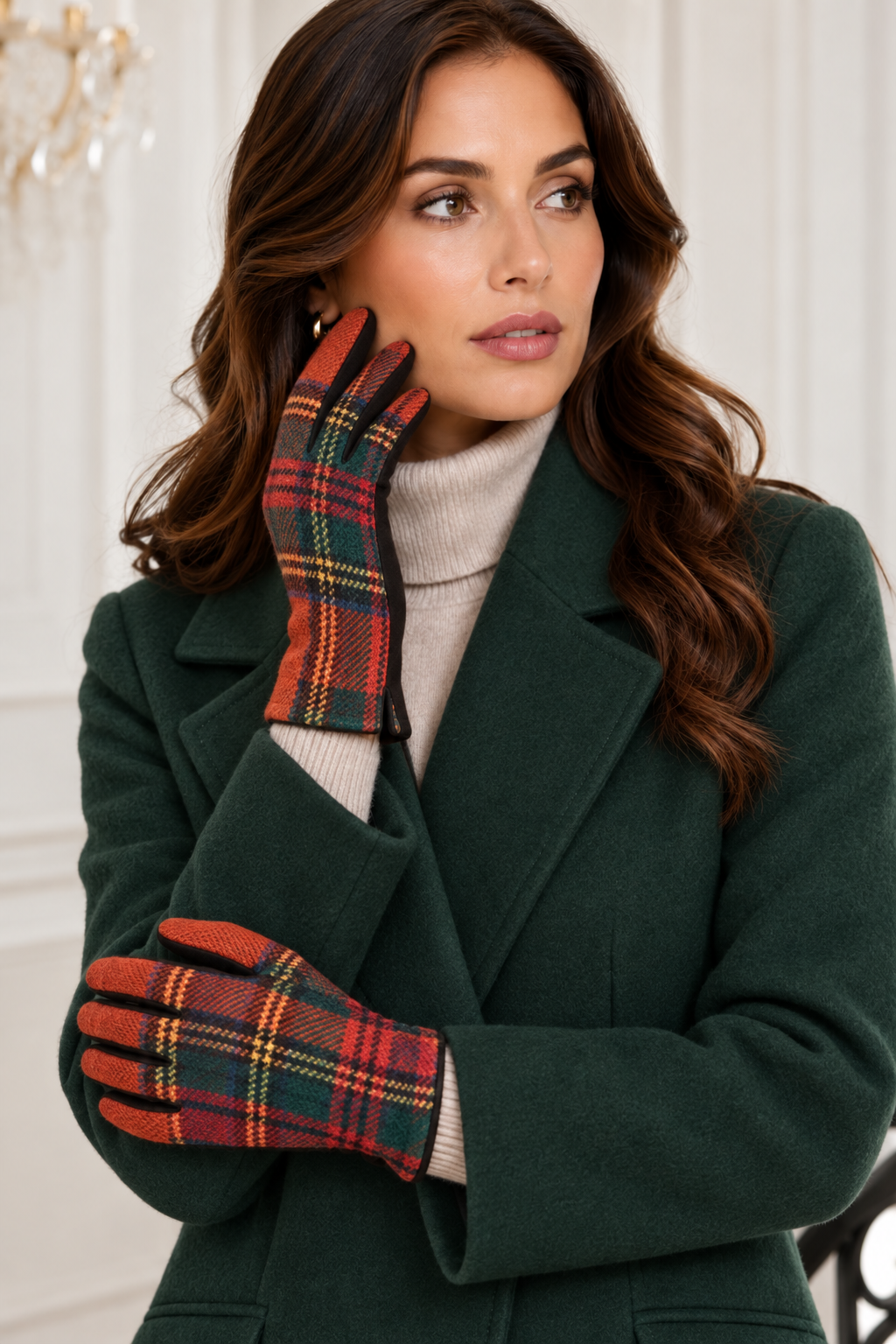 Orange & Green Tartan Gloves