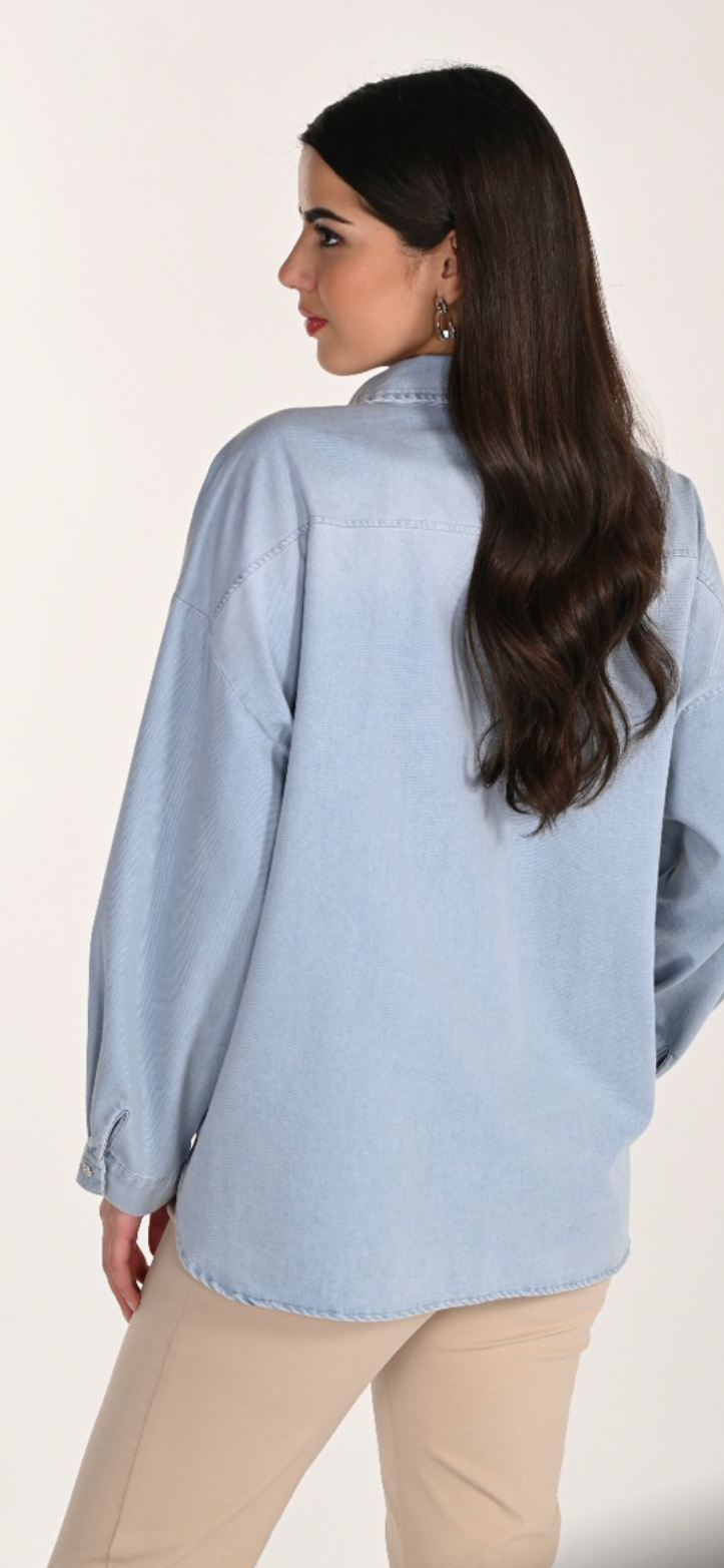 Frank Lyman Embellished Denim Shirt – Style 266582