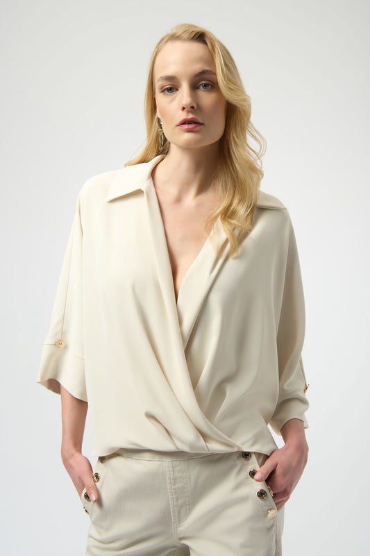 Woven Twill Boxy Wrap Top
254031