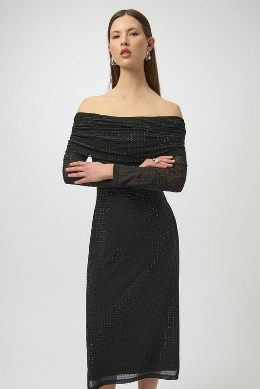 Rhinestone Mesh Off-Shoulder Midi Dress
254913