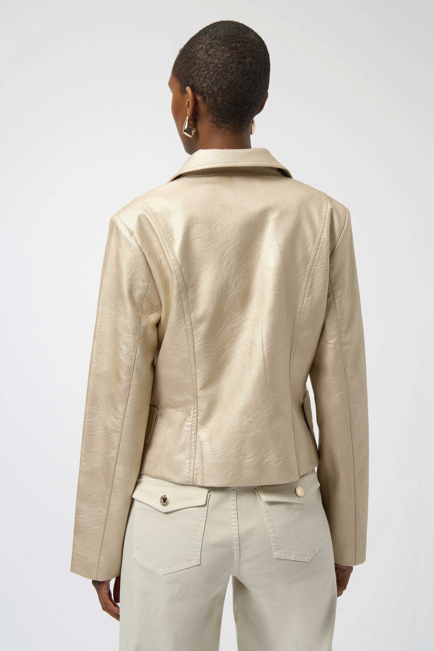 Leatherette Notched Collar Fitted Jacket
254925