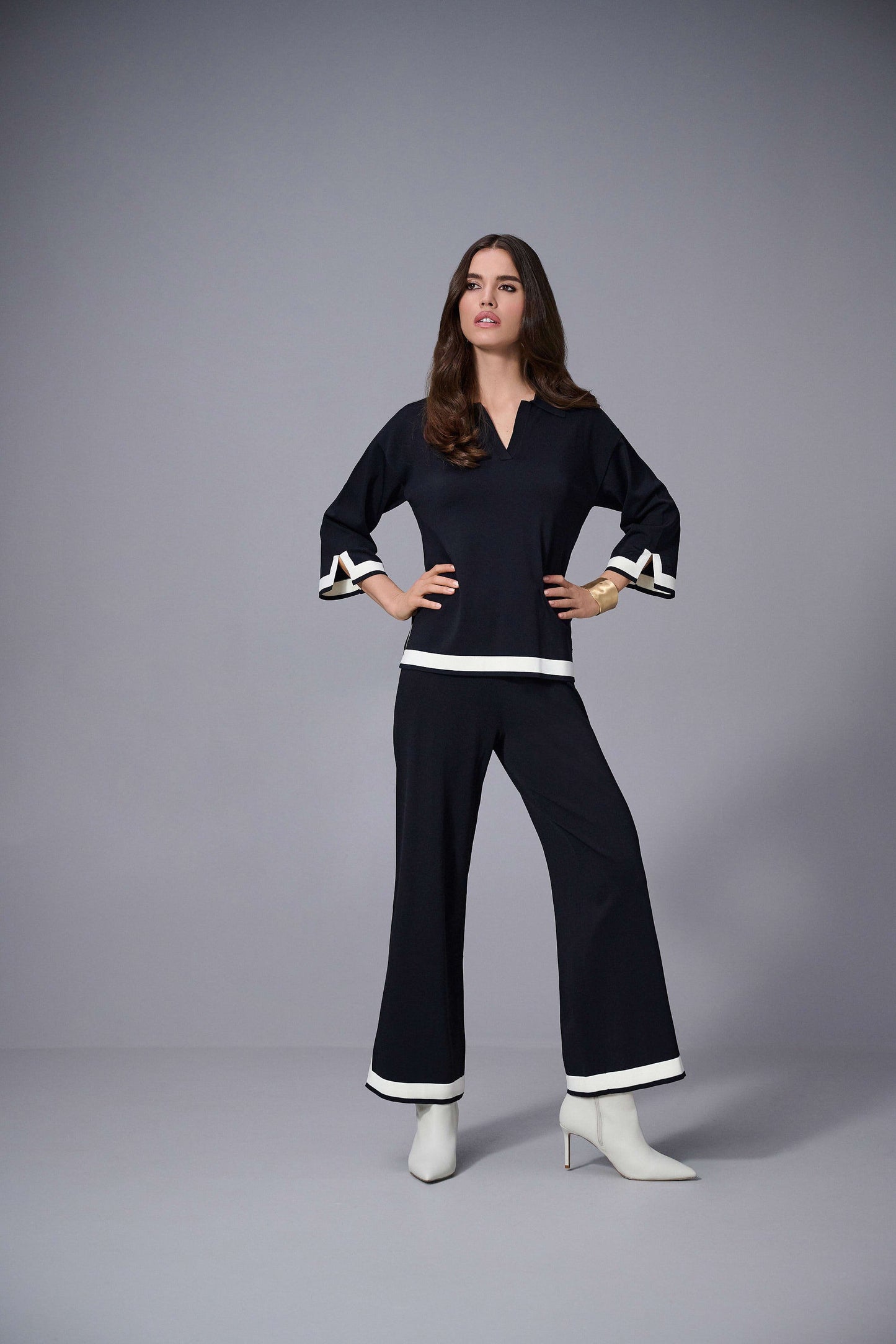 Sweater Knit Colour Block Culotte Pants