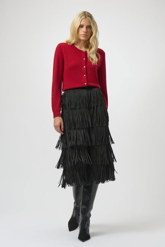 Pleated Pencil Skirt with Tiered Fringes
254901