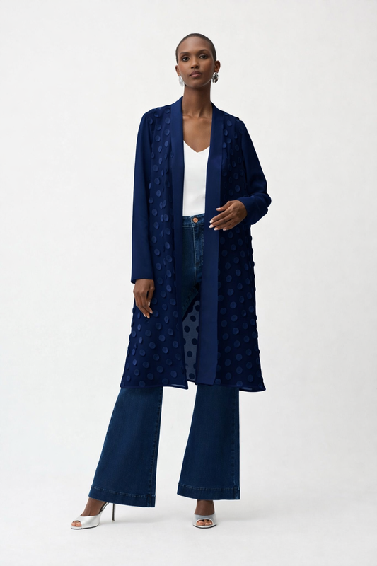 3D Dot Jacquard Cover-Up With Georgette Sleeves
261217