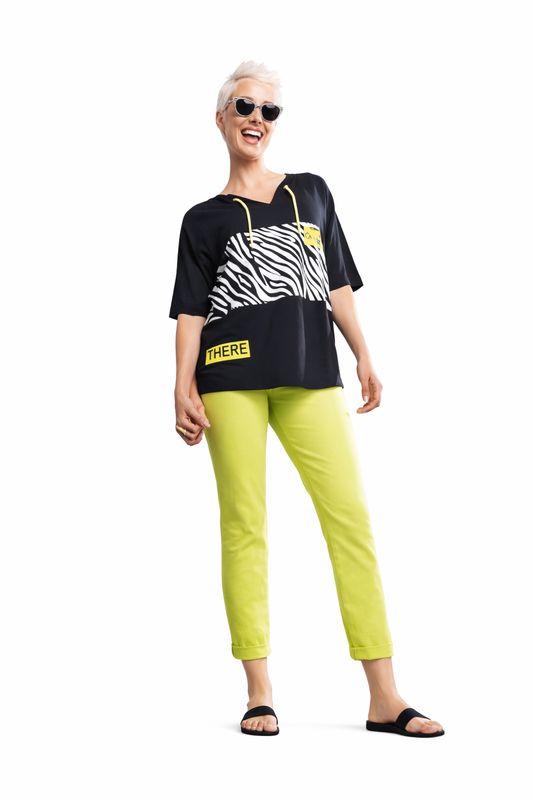 Style 304112 – Zebra Panel Hooded Top Doris stretch