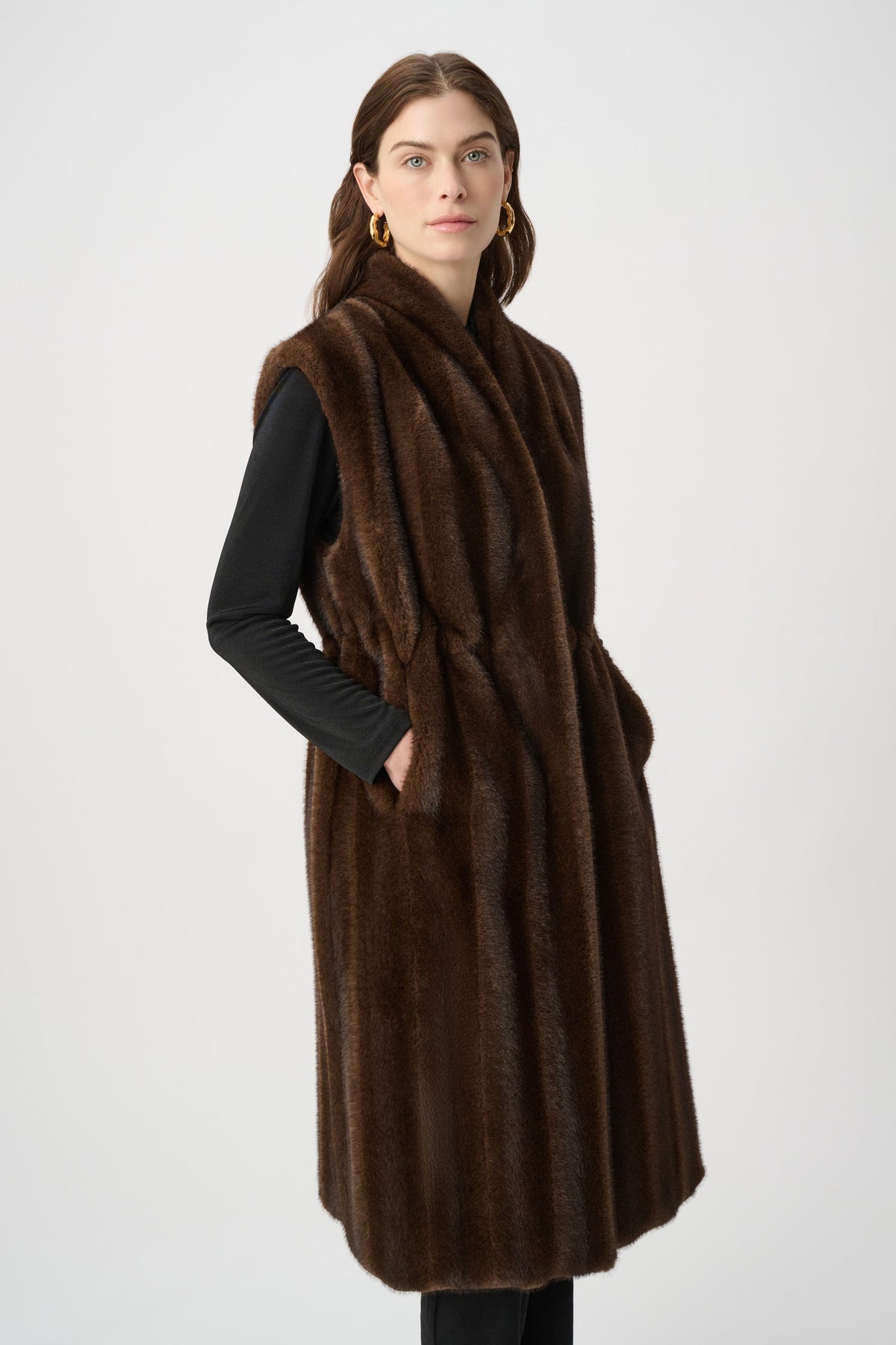 JOSEPH RIBKOFF Straight Fit Faux Fur Vest
