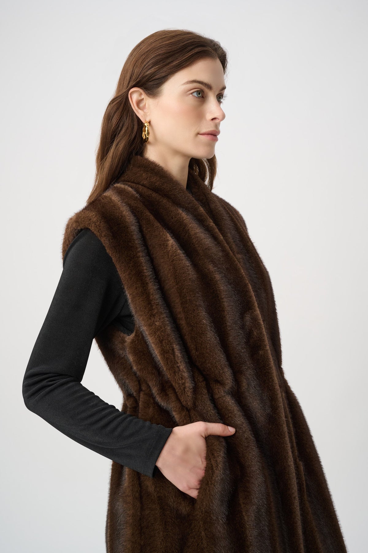 JOSEPH RIBKOFF Straight Fit Faux Fur Vest