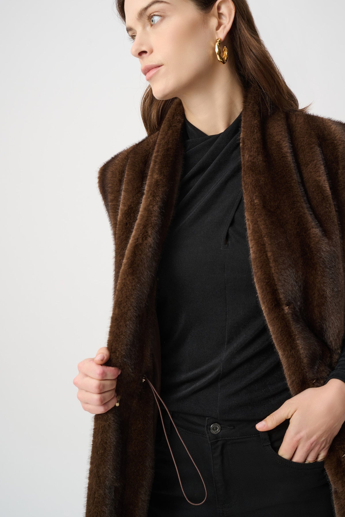 JOSEPH RIBKOFF Straight Fit Faux Fur Vest