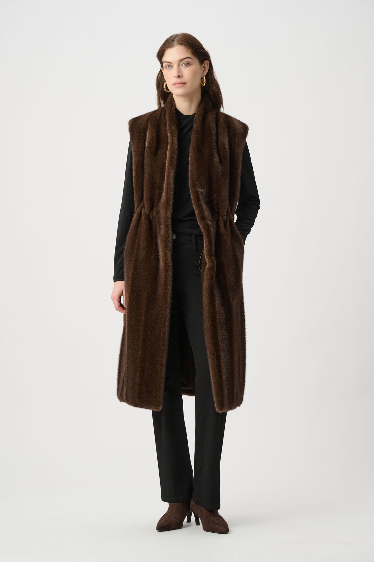 JOSEPH RIBKOFF Straight Fit Faux Fur Vest