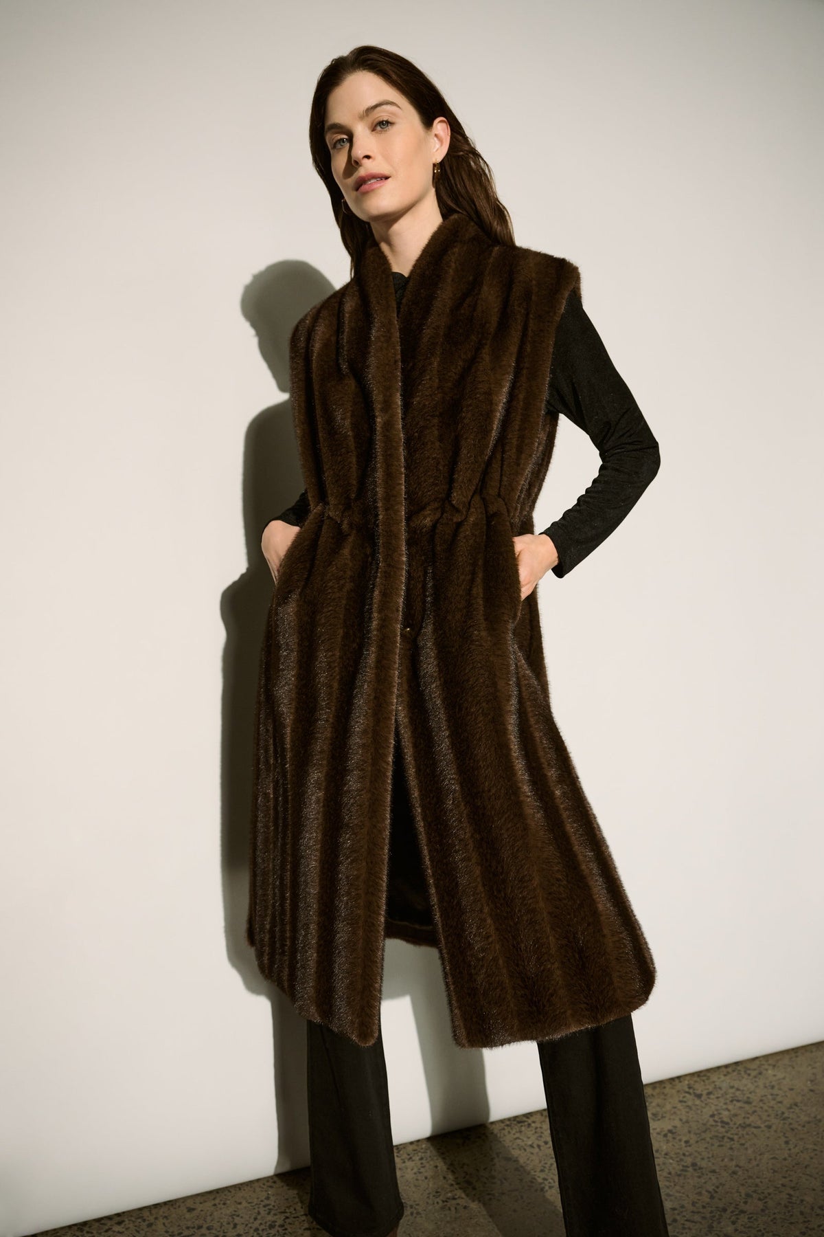 JOSEPH RIBKOFF Straight Fit Faux Fur Vest