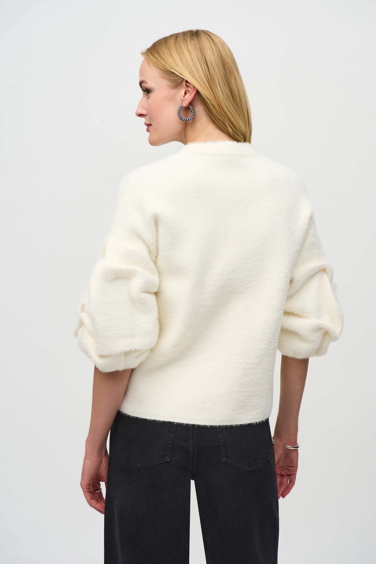 Sweater Knit Puff Sleeve Jacket 244931