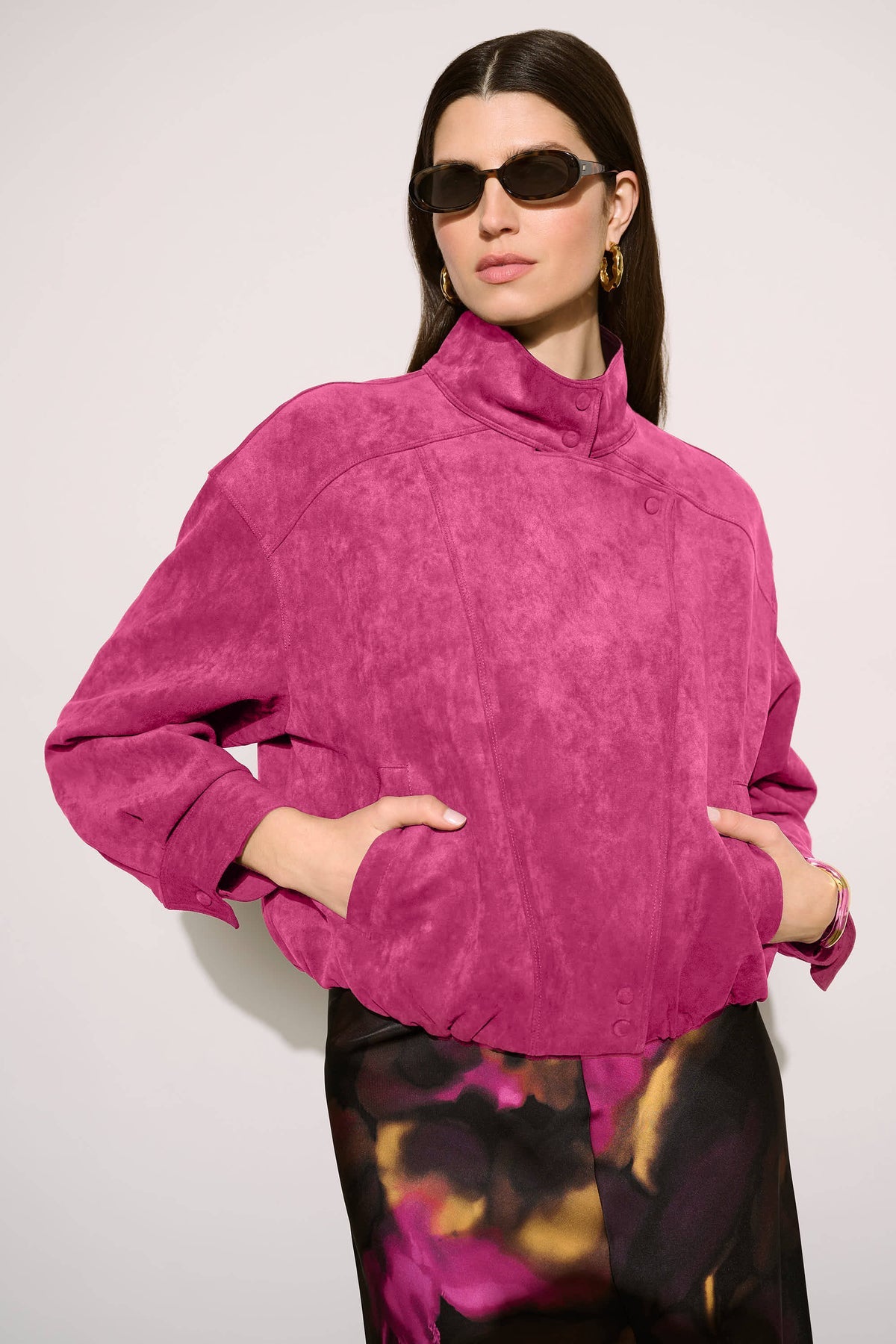Joseph Ribkoff Pink Suedette-Look Jacket – Style 264970