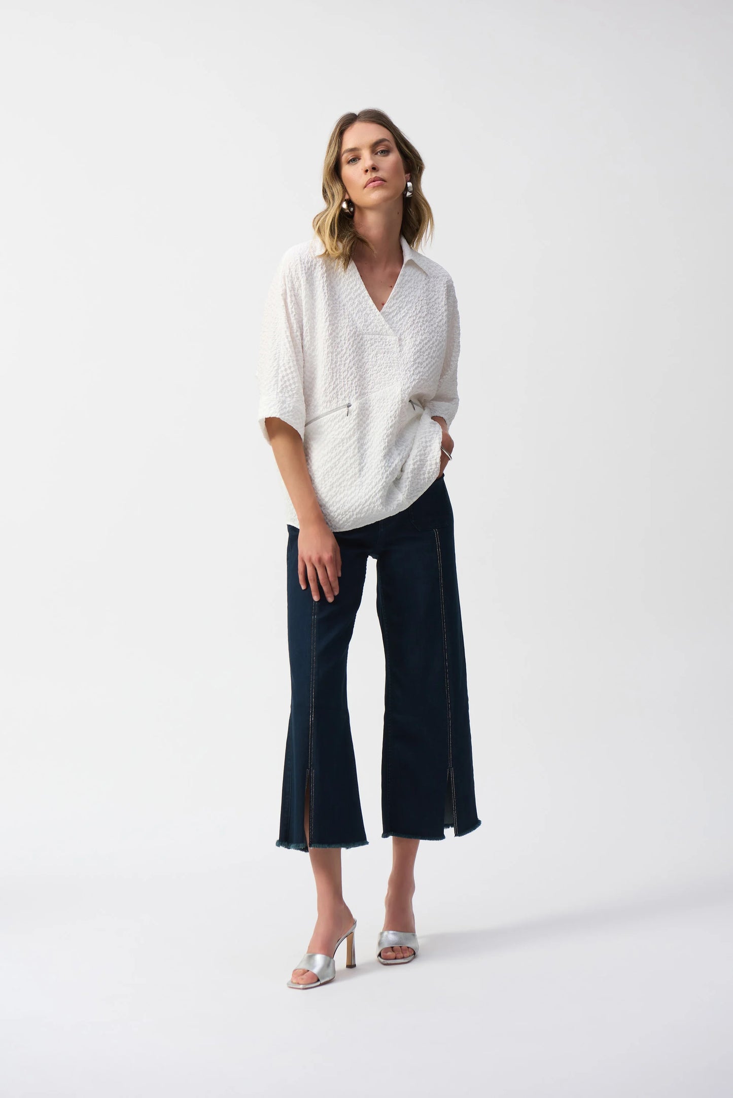 Seersucker Boxy High-Low Top 251165