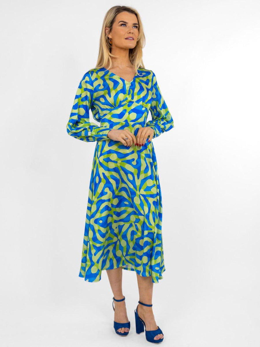 Kate and Pippa blue/lime birkan dress