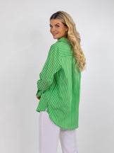 Oxford green striped shirt