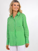 Oxford green striped shirt