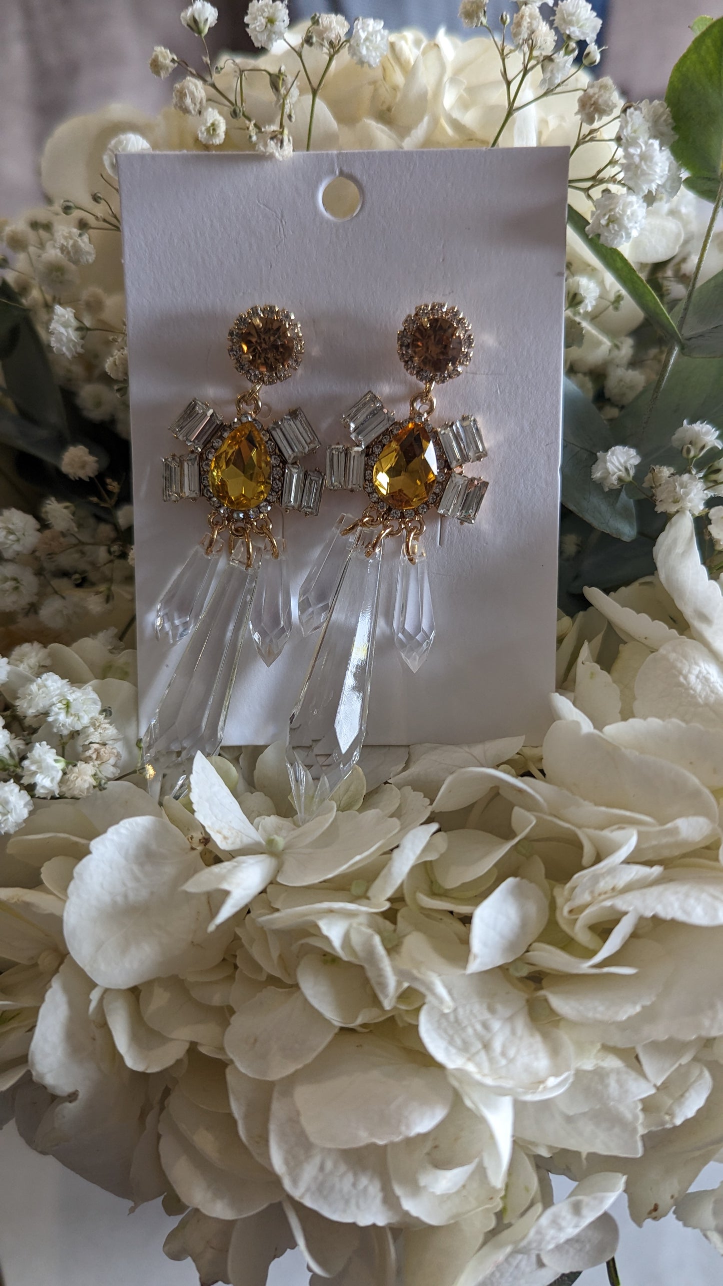 Large glass/gold earrings