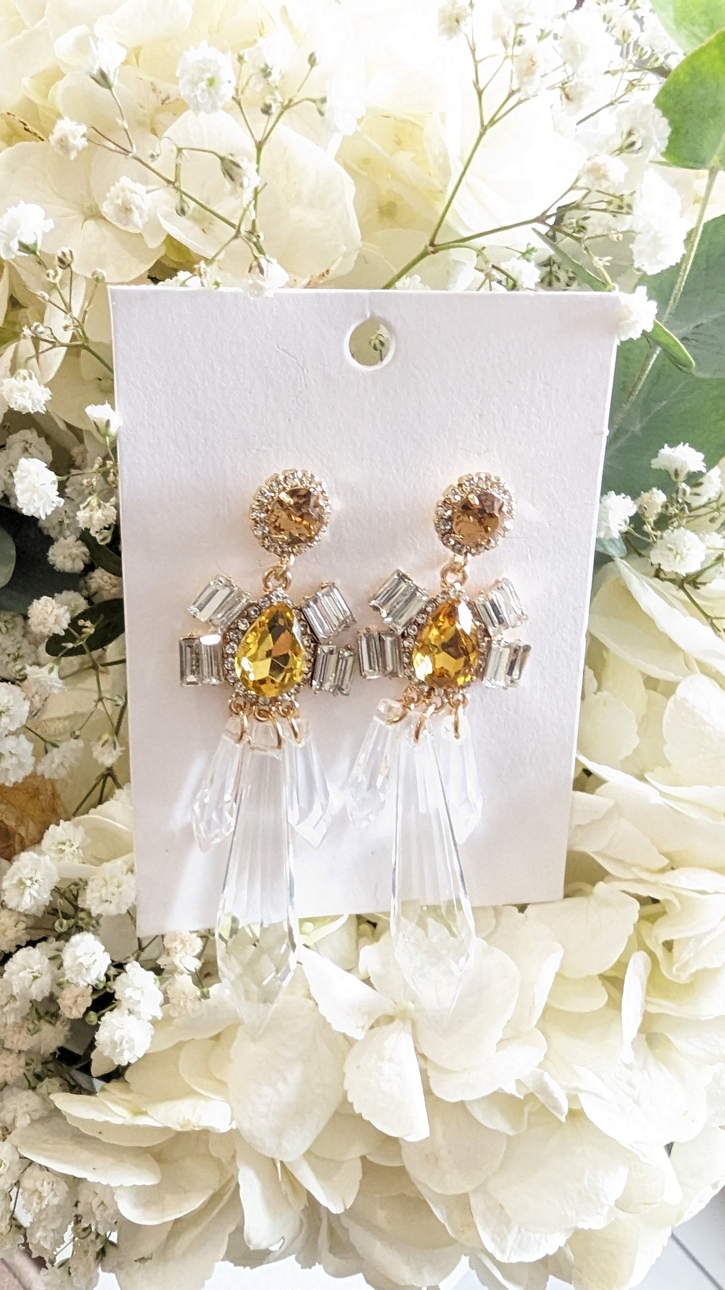 Large glass/gold earrings