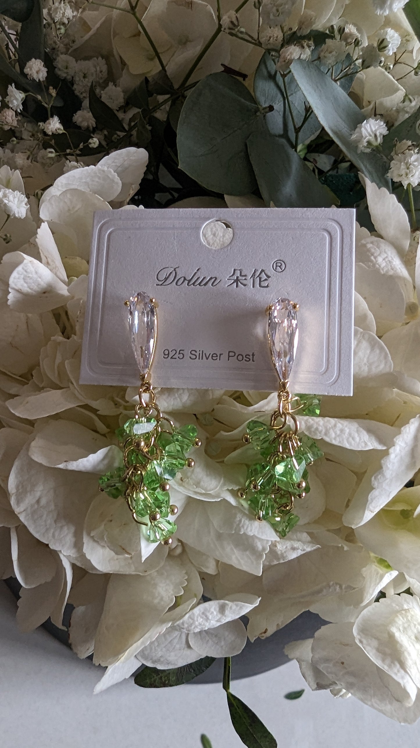 Lime /gold earrings