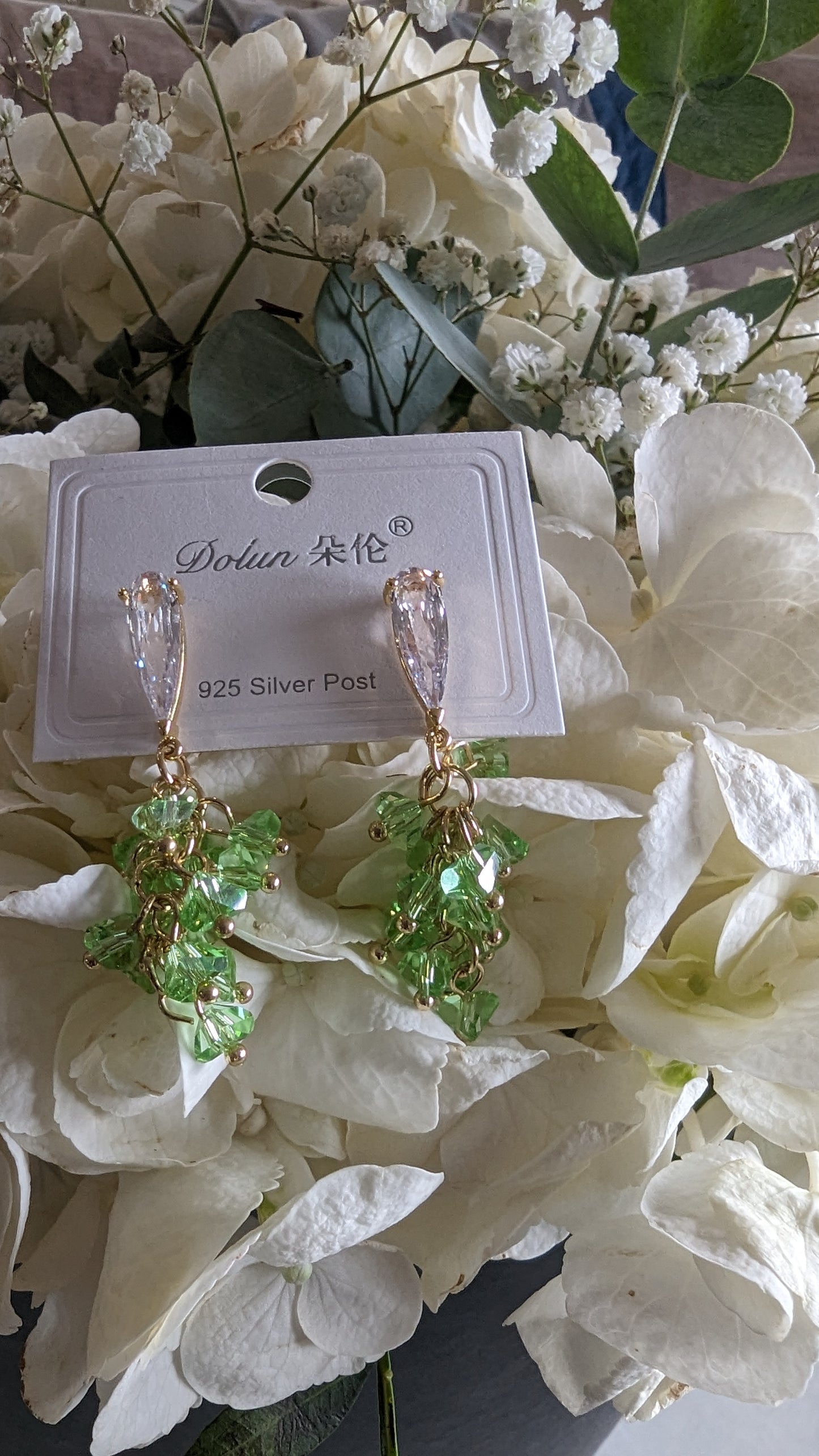 Lime /gold earrings