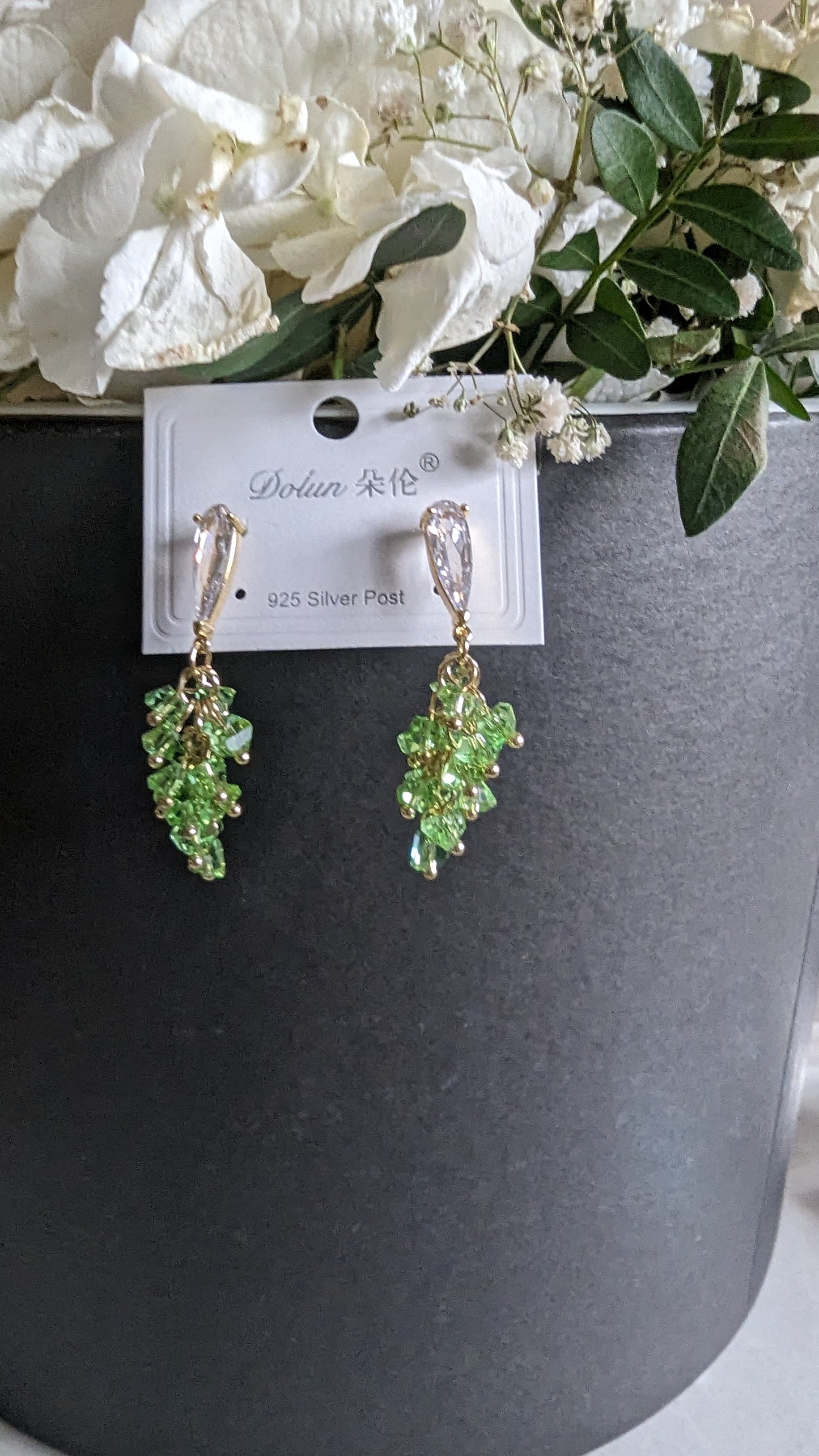 Lime /gold earrings