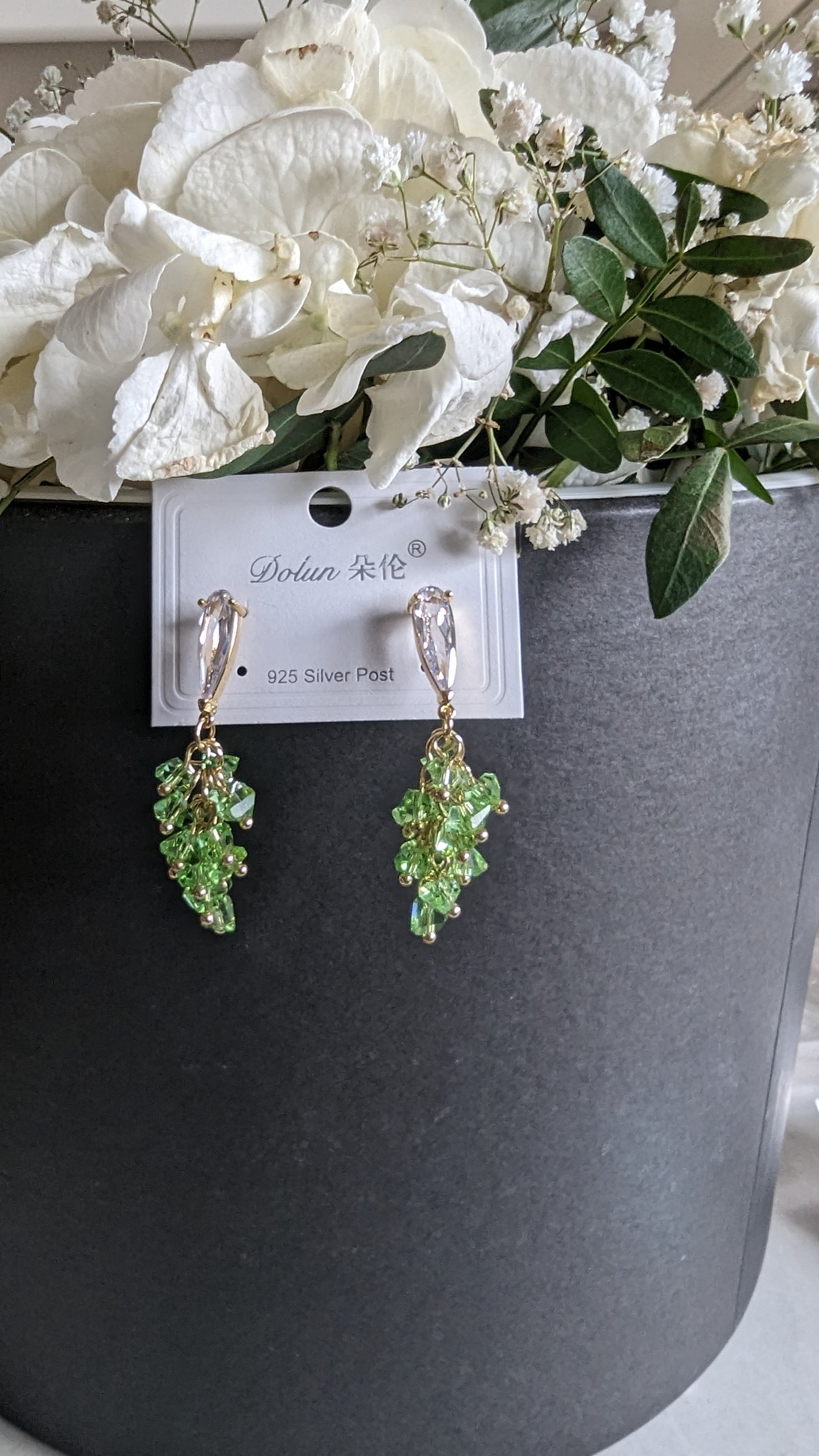 Lime /gold earrings