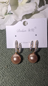 Double diamante pearl earrings