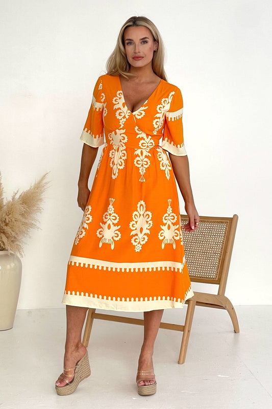 Sahara orange midi dress