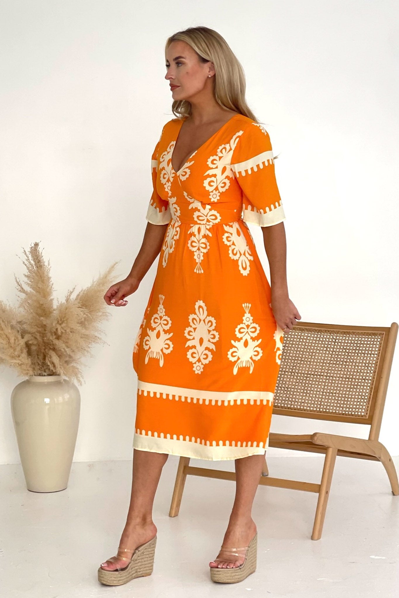 Sahara orange midi dress