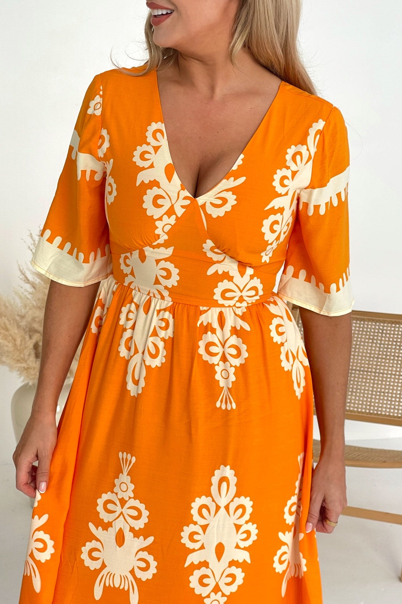 Sahara orange midi dress