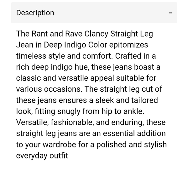 Clancy rant and rave straight leg jean