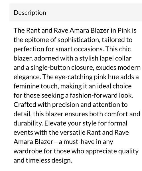 Amara soft pink blazer